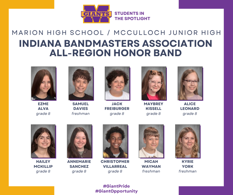 22 Marion students chosen for regional honor bands