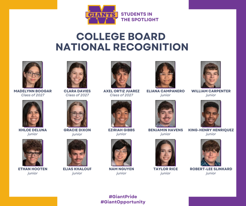 15 MHS students earn College Board national honors
