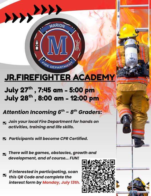 Sign up for Jr. Firefighter Academy by 7/13/26